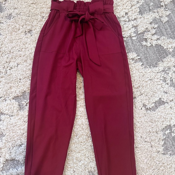 Red pants. Stretchy wide waistband. High waisted. - Picture 1 of 6